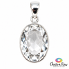 Faceted Oval Clear Quartz Sterling Silver Pendant
