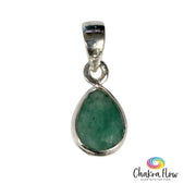 Faceted Emerald Teardrop Sterling Silver Pendant