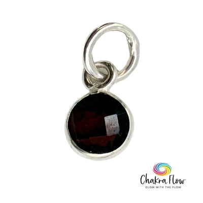 Faceted Garnet Round Sterling Silver Pendant