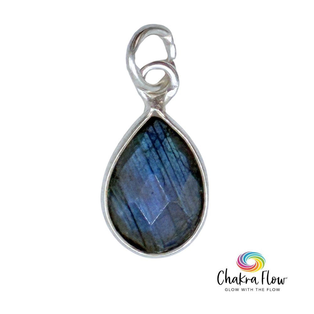 Faceted Labradorite Teardrop Sterling Silver Pendant