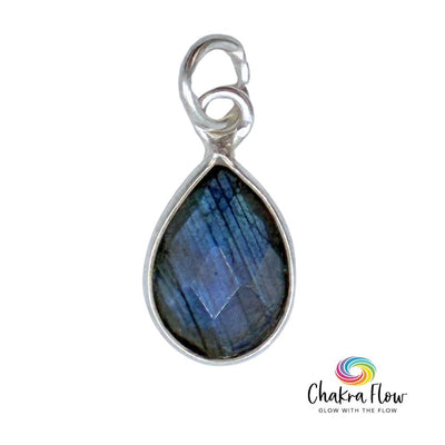 Faceted Labradorite Teardrop Sterling Silver Pendant