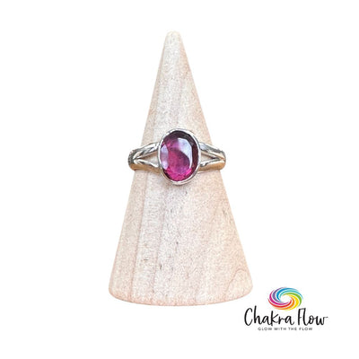 Faceted Pink Garnet Sterling Silver Ring