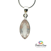 Faceted Marquise Cut Rose Quartz Sterling Silver Pendant