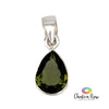 Faceted Teardrop Moldavite Sterling Silver Pendant
