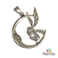 Fairy and Moon Sterling Silver Pendant