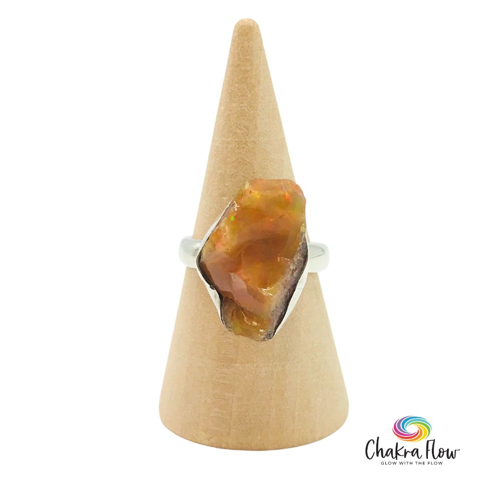 Fire Opal Sterling Silver Ring Size 6