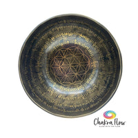 Hand Crafted in Nepal Flower of Life Om Mani Padmi Hum Signing Bowl 