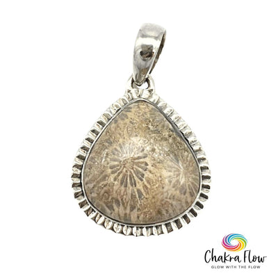 Coral Fossil Sterling Silver Pendant