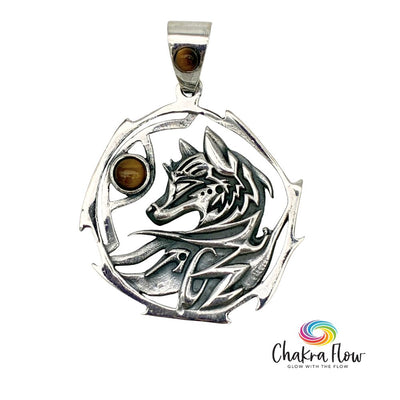 Fox & Tiger's Eye Sterling Silver Pendant