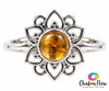 Citrine Lotus Sterling Silver Ring Size 8