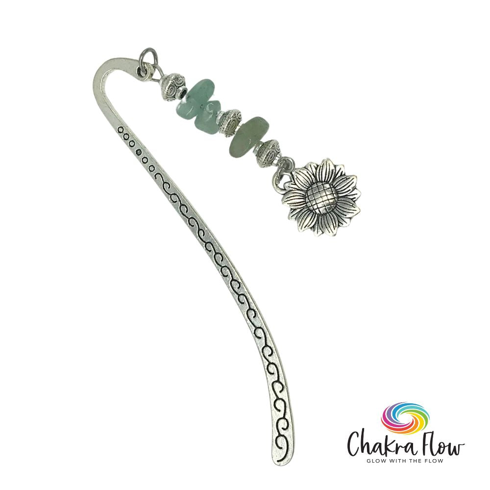 Green Aventurine & Flower Bookmark