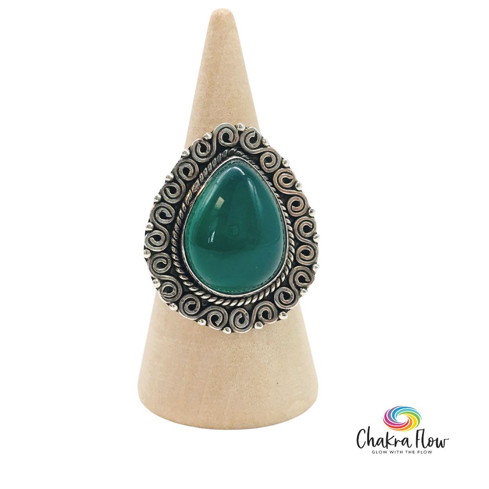 Green Onyx Sterling Silver Ring Size 6