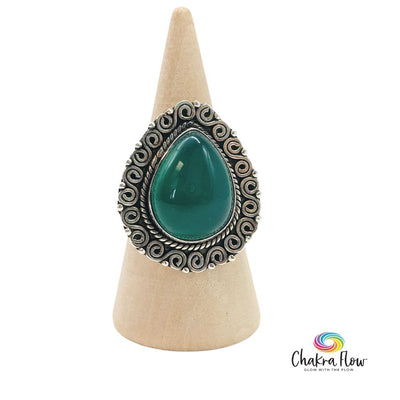 Green Onyx Sterling Silver Ring Size 6