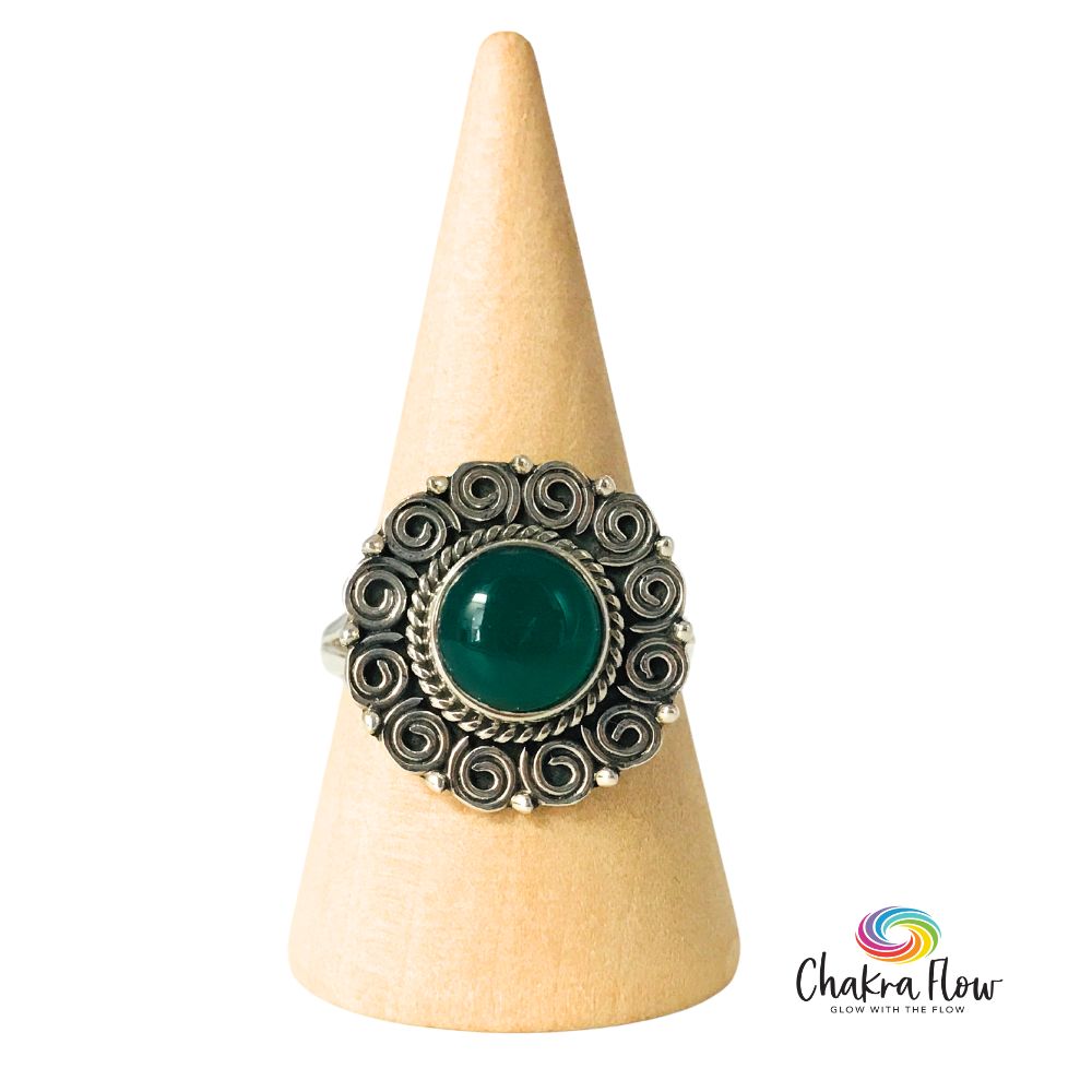 Green Onyx Sterling Silver Ring Size 8