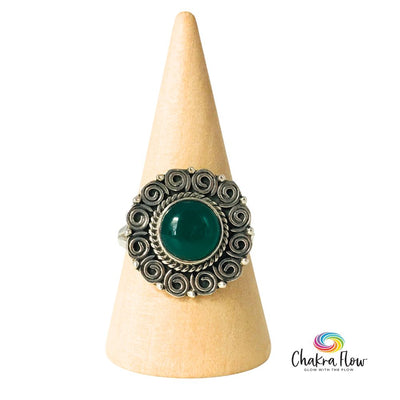 Green Onyx Sterling Silver Ring Size 8