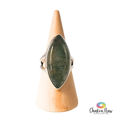Green Tourmalinated Quartz Sterling Silver Ring Size 6
