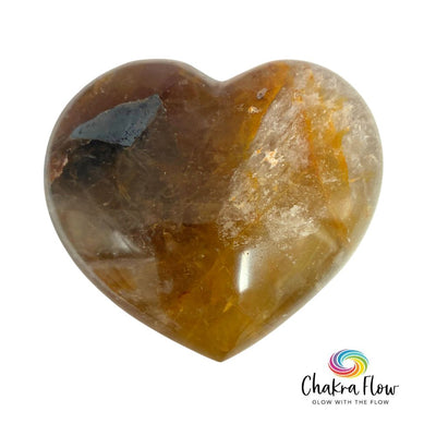 Hematoid Golden Healer Quartz Heart Palm Stone