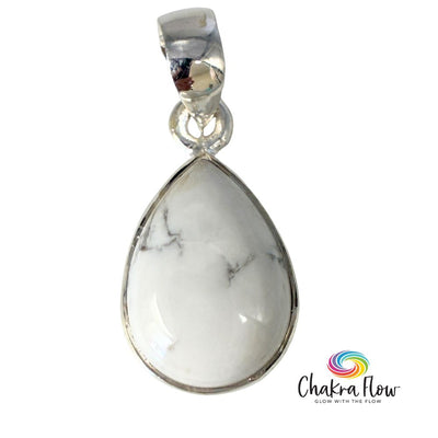 Howlite Teardrop Sterling Silver Pendant