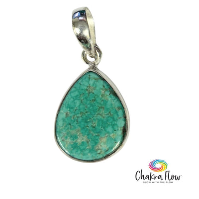 Indian Turquoise Teardrop Sterling Silver Pendant