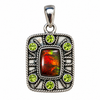 Ammonite & Peridot Sterling Silver Pendant