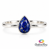 Faceted Teardrop Lapis Lazuli Sterling Silver Ring