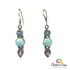 Larimar, Blue Topaz & Amethyst Sterling Silver Earrings