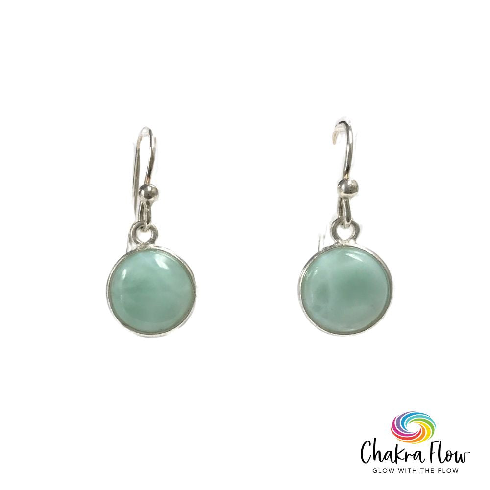 Larimar Round Sterling Silver Earrings