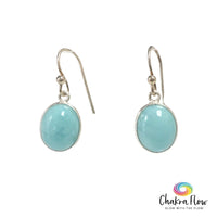 Larimar Oval Sterling Silver Earrings