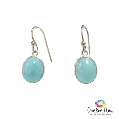 Larimar Oval Sterling Silver Earrings