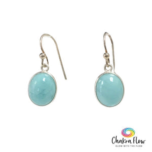 Larimar Oval Sterling Silver Earrings