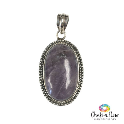 Lepidolite Oval Sterling Silver Pendant