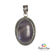 Lepidolite Oval Sterling Silver Pendant