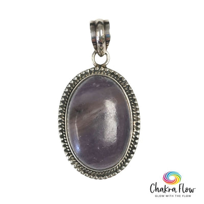 Lepidolite Oval Sterling Silver Pendant