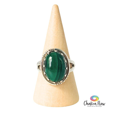 Malachite Sterling Silver Ring Size 8