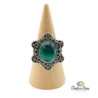 Malachite Sterling Silver Ring Size 7