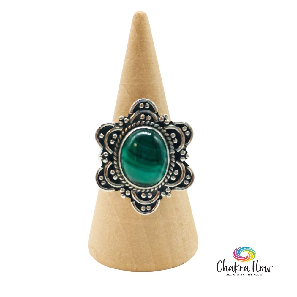 Malachite Sterling Silver Ring Size 7