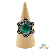 Malachite Sterling Silver Ring Size 7