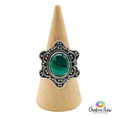 Malachite Sterling Silver Ring Size 7