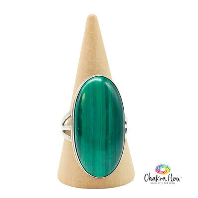 Malachite Sterling Silver Ring Size 9