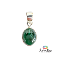 Malachite Sterling Silver Small Oval Pendant