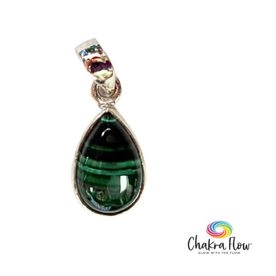 Malachite Teardrop Sterling Silver Pendant
