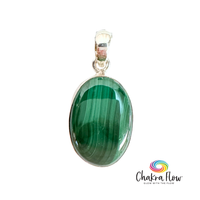 Malachite Sterling Silver Oval Pendant