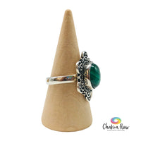 Malachite Sterling Silver Ring Size 7