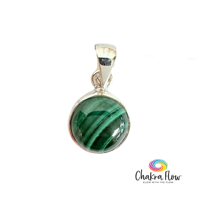Malachite Sterling Silver Round Pendant