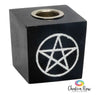 Mini Candle Holder Black Tourmaline with Pentacle
