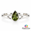 Faceted Moldavite Teardrop Sterling Silver Ring