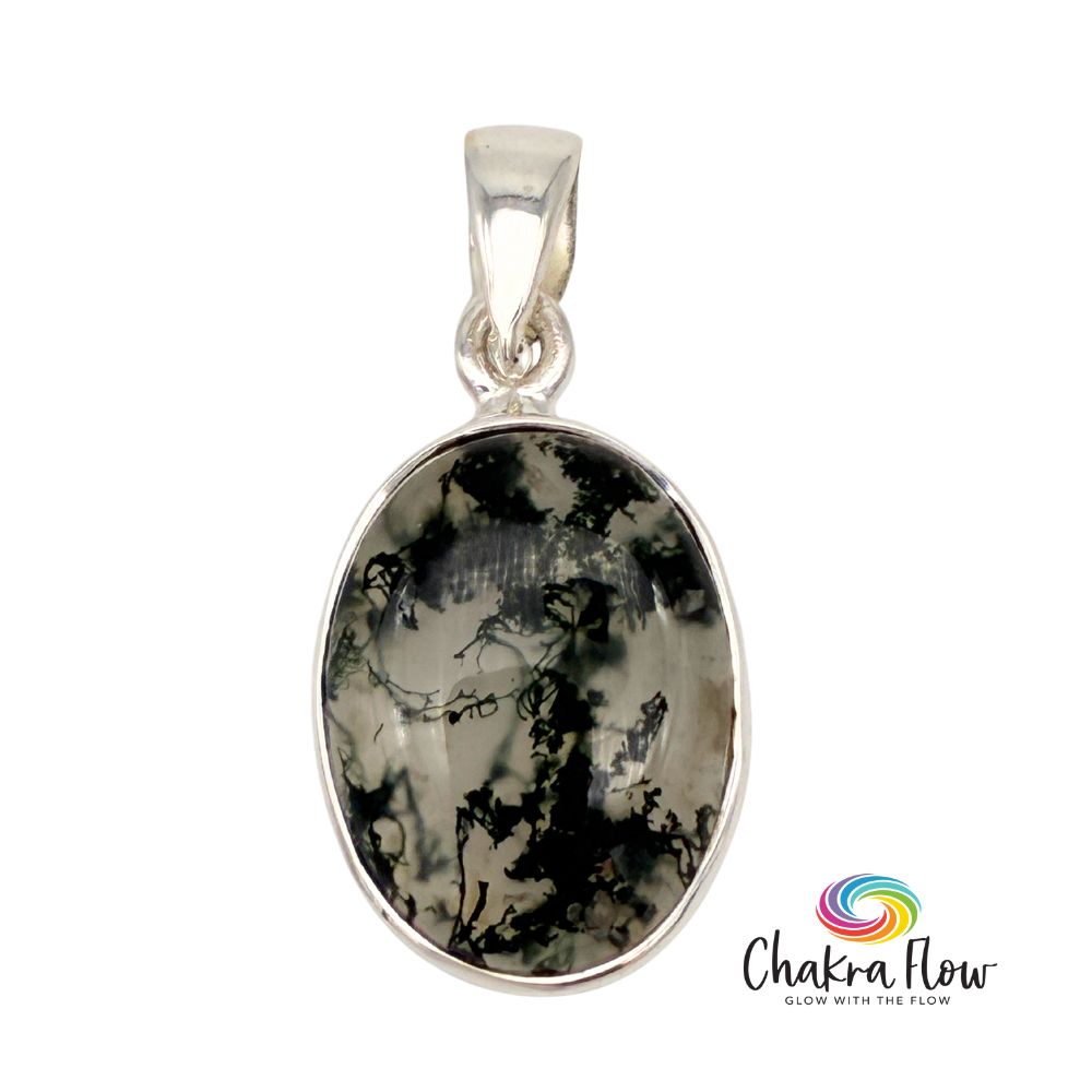 Moss Agate Sterling Silver Pendant