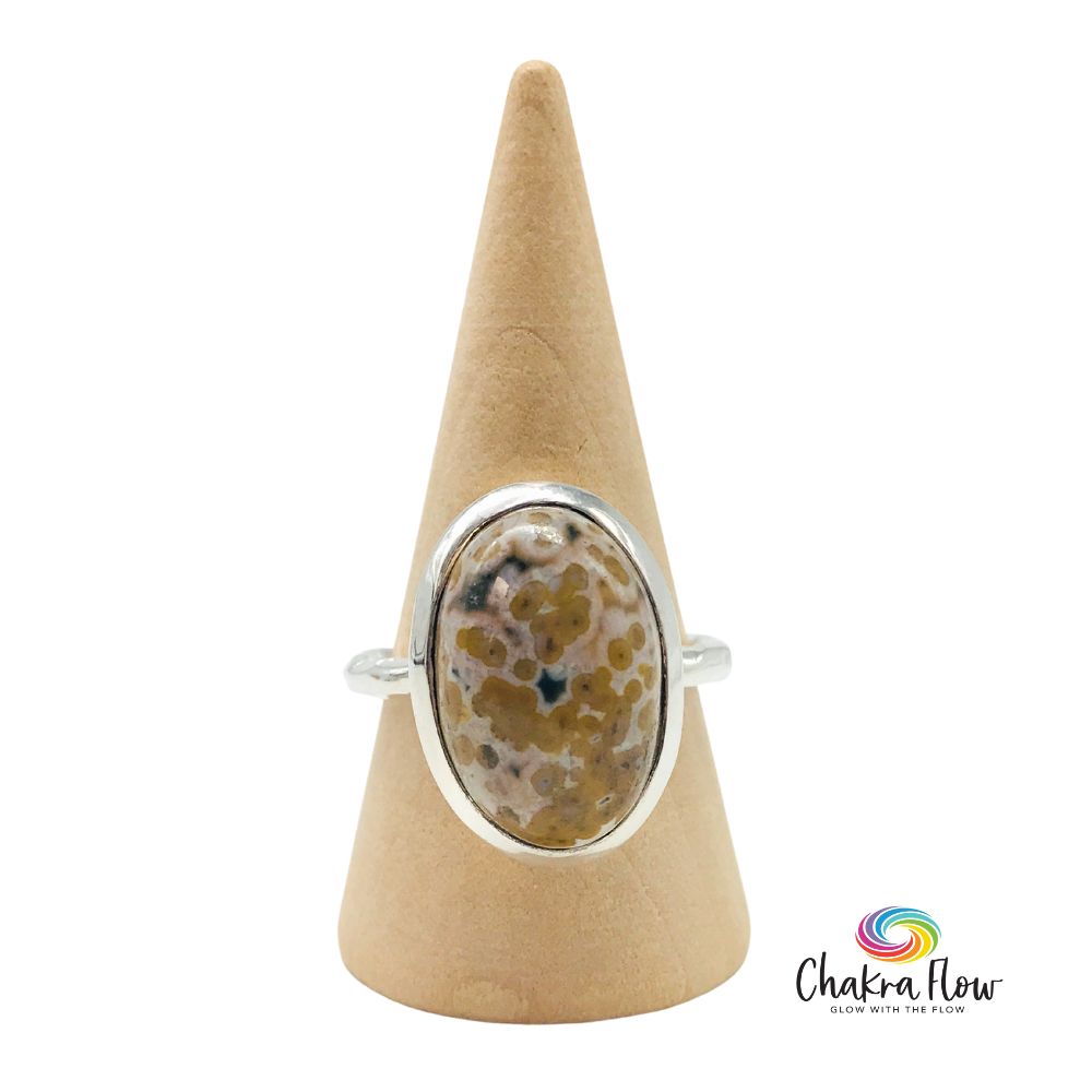 Ocean Jasper Sterling Silver Ring Size 7.75