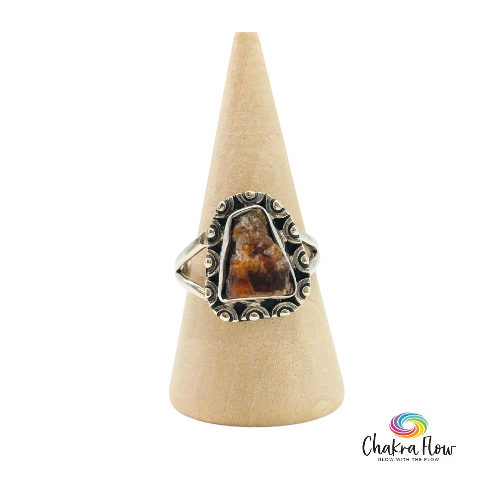 Raw Orange Kyanite Sterling Silver Ring Size 7
