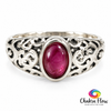 Polished Ruby Filigree Sterling Silver Ring